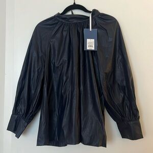 NWT Rachel Comey for Target pleather blouse in navy blue
